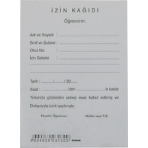 Öğrenci Izin Kağıdı 8 X12 Cm