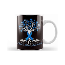 Blue Ribbon Tree Heart Child Abuse Prevention Month Support Kupa Bardak Porselen Karışık