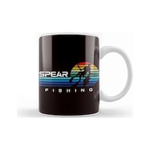 Vintage Spearfishing Retro Spearfisher Speargun Freediver Kupa Bardak Porselen No22707 Karışık