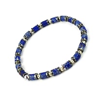 Lapis Lazuli Ve Hematit Taşlı El İşi Tasarım Doğal Taş Bileklik Gümüş 08413474
