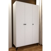Tocco 1081 İzel 3 Kapaklı Askılıklı Raflı Lüx Gardırop-beyaz