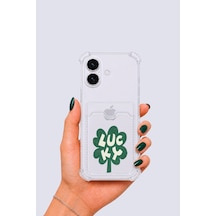 Apple iPhone Uyumlu 17 Kartlıklı Lucky Yonca Desenli Kılıf