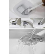 Duvara Yapıştırılabilir Silikon Wc Fırçası,ince Aralara Girebilir Silikon Klozet Fırçası Beyaz 508 Yeşil