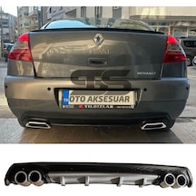 Renault Megane 2 Sedan Difüzör Arka Tampon Eki 4 Egzoz Çıkışlı Gri Lüx Tip