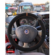 Fiat Strada Dikme Direksiyon Kılıfı Full Alcantara Süet Taba Yüzük Ve Taba Dikiş 2002-2012 Siyah