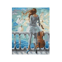 Mavi Nota Sayılarla Boyama Seti - 40x50cm, Çerçeveli