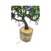 Yapay Çiçek Mor Çiçekli Bonsai Ağacı Dekoratif Kütük Saksıda Yapay Ağaç Bonzai Losus Çiçekli