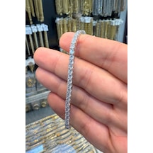 5mm Döküm Su Yolu Pırlanta Modeli Bileklik Beyaz
