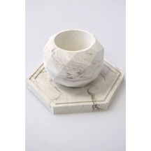 Yapay Çiçek Deposu Handmade Beton Saksı 2li Set 7 Cm Model-14 Taş Rengi