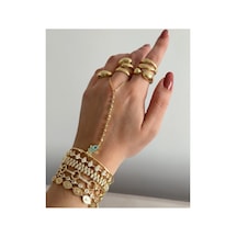 Lunarie Kalın Dome Chunky Yüzük Seti 14k Gold Ayarlanabilir Altın