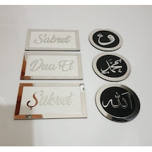 Şükret,Sabret,Dua Et Ve Lafz 6'Lı Ahşap Ve Pleksi Tablo Seti