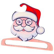 Dijital Baskılı Ahşap Elbise Askısı Noel Babalı Kırmızı