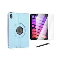 Ipad Mini 7 2024 /mini 6 Dönerli Pu Deri Standlı Tablet Kılıfı Ekran Koruyucu Dokunmatik Kalem Kapaklı Kılıf