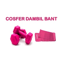 Cosfer 1 KG x 2 Adet Plastik Dambıl Dumbell Ağırlık Pembe Bandı