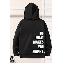 Uyguntarz Do What Baskılı Erkek - Kız Çocuk Rahat Kalıp Sweatshirt Siyah
