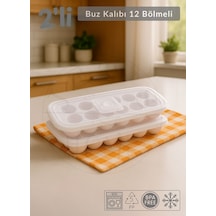 2'li Set Buz Kalıbı 12 Bölmeli Esnek Silikon Buz Küpü Bpa Free Yuvarlak Bas Parmak Buzluk Çapı 3,5 Cm Pembe Pembe