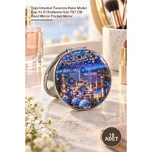 10 Adet El Aynası Taşlı İstanbul Tasarımı Kalın Model Cep Ve El Kullanımı İçin 7x7 Cm Hand Mirror Pocket Mirror