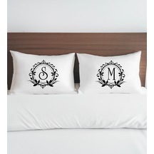 Bk Gift Kişiye Özel Baş Harfli Pamuklu 2 Li Yastık Kılıfı Seti-2 50x70cm , Sevgiliye , Ev si, Tasarım Ev Tekstili