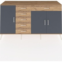 Hyperion Konsol 3 Raflı 6 Çekmeceli 3 Kapaklı 176x44x99 Çam-antra Çam-antrasit/çam