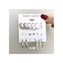 So-much Kadın Yeni Sezon Çoklu Küpe Seti Silver-9 İnci Gümüş - 255478412 İnci Gümüş - 255478412 İnci Gümüş