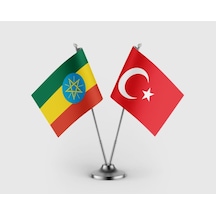 Etiyopya Ve Türkiye Bayrağı İkili Saten Masa Bayrağı Takımı Diğer