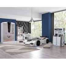 Setaymobilya Sports Çocuk Odası, Vento Arabalı Yataklı Full Takım - Beyaz