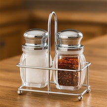 Porsima Pbt-568 2li Metal Standlı Akrilik Tuzluk Biberlik Seti Şeffaf