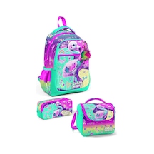 Coral High Kids Pembe Su Yeşili Flamingo Desenli 3 Lü Okul Çanta Seti Set0123647 Çok Renkli