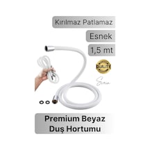 Premium 1,5 Mt Beyaz 360 Derece Dönebilen Kıvrılmayan Esnek Yumuşak Silikon Patlamaz Duş Hortumları Standart Diğer