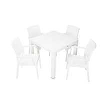 Mandella Elit Rattan 90x90 Elit Koltuk Masa Takımı Beyaz Diğer