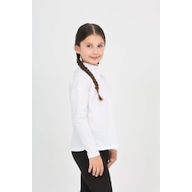 Toontoy Kids Toontoy Kız Çocuk Dantelli Bebe Yaka Uzun Kollu Tişört Beyaz
