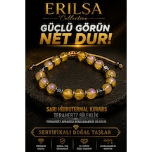 Sertifikalı Terahertz - Aura Sarı Hidrotermal Kuvars Bileklik - 8 Çok Renkli