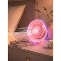 Usb Şarjlı Rgb Işıklı Masaüstü Vantilatör 3 Kademeli