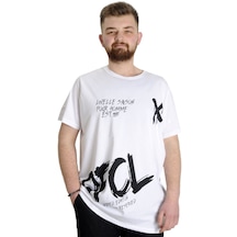 Mode Xl Büyük Beden Erkek T-shirt Uvelle Saıson 23112 Beyaz 001