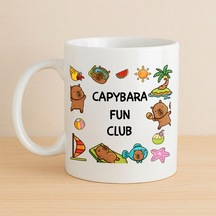 Capybara Fun Club Yazılı Eğlenceli Tasarım Kupa Model 237 Sevimli Baskılı Seramik Kahve Kupası Diğer