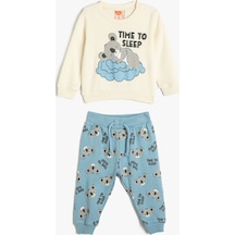 Koton Pamuklu Pijama Takımı Koalalı Uzun Kollu Tişört Ve Beli Lastikli Pijama Altı 2 Parça Ekru 4wmb10229tk 4WMB10229TK010 Ekru