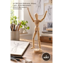 1 Adet Ahşap Eskiz Manken 30 Cm Çizim Referansı, Ahşap Figür, Artist Mannequin, Sketch Mannequin