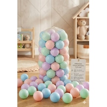 Premium Pastel Renkli Oyun Havuzu Topu 100'lü Paket - 7 Cm Büyük Boy Fileli Plastik Top Seti