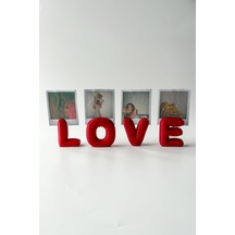 4 Lü Love Polaroid Fotoğraf Standı, Not Tutucu