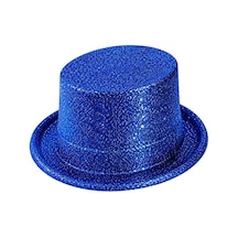 Mavi Simli Glitter Silindir Parti Şapkası