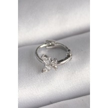 316l Çelik Gümüş Renk Zirkon Taşlı Kelebek Model Tragus Piercing - Tj-pr1321 Çok Renkli