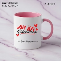 Kişiye Özel İsim Yazılır En İyi Öğretmen Kupa Bardak Öğretmenler Günü Hediyesi-şık Görünümlü Hediye Pembe