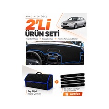 Hyundai Elantra 2007-2011 Uyumlu Torpido Örtüsü + Tay Tüyü Bagaj Çantası + Sticker - Siyah Mavi