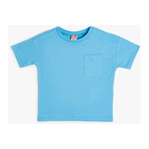 Koton Basic Tişört Kısa Kollu Cep Detaylı Pamuklu Mavi 4smb10002tk 4SMB10002TK637