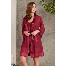 Pierre Cardin 7085 Kadın Çeyizlik Dantelli Saten 4'lü Set-bordo