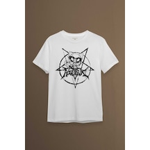 Beyaz Unisex Aggretsuko Agresif Retsuko Gotik Japon Anime Manga Metal Gothic Baskılı T-shirt 001