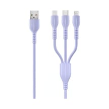 1m Mor Silikon Şarj Kablosu - 2a Hızlı Şarj - İos/type C/micro-b Uyumlu - Veri Transferi Desteği Yok