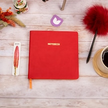Esnek Kapak Noktalı Defter 16,5x16,5 Kırmızı Vegan Deri Genel