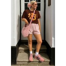Baskılı Unisex Tshırt 4q1 Kahverengi