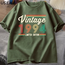 Flood Of Style 30 Yaşındaki Hediyeler T-shirt Erkekler Pamuk Kısa Kollu Tshirt Doğan 1994 Vintage 30th Doğum Yeşil